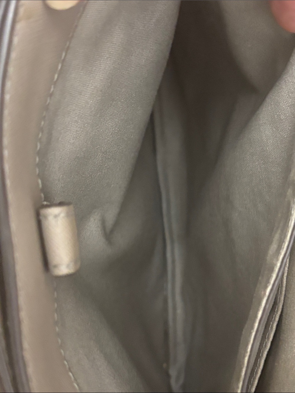 Tory Burch Taupe Saffiano Tote with Gold Logo Charm - Picture 14 of 16